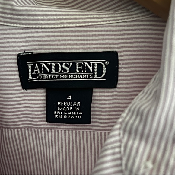 Lands End Mauve/pink pinstripe button-down shirt size 4 women - Picture 4 of 5